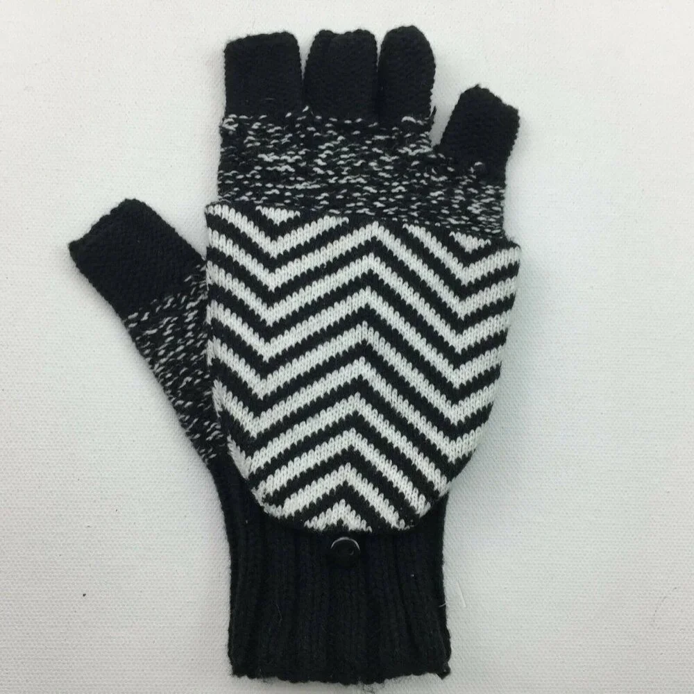 Lucky Brand Exploded Geo Gloves Winter Fingerless Mittens Blue One Size